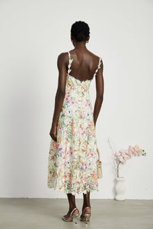 Enora lace floral embroidered midi dress