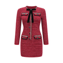 Faustine bow-detailed knit mini dress