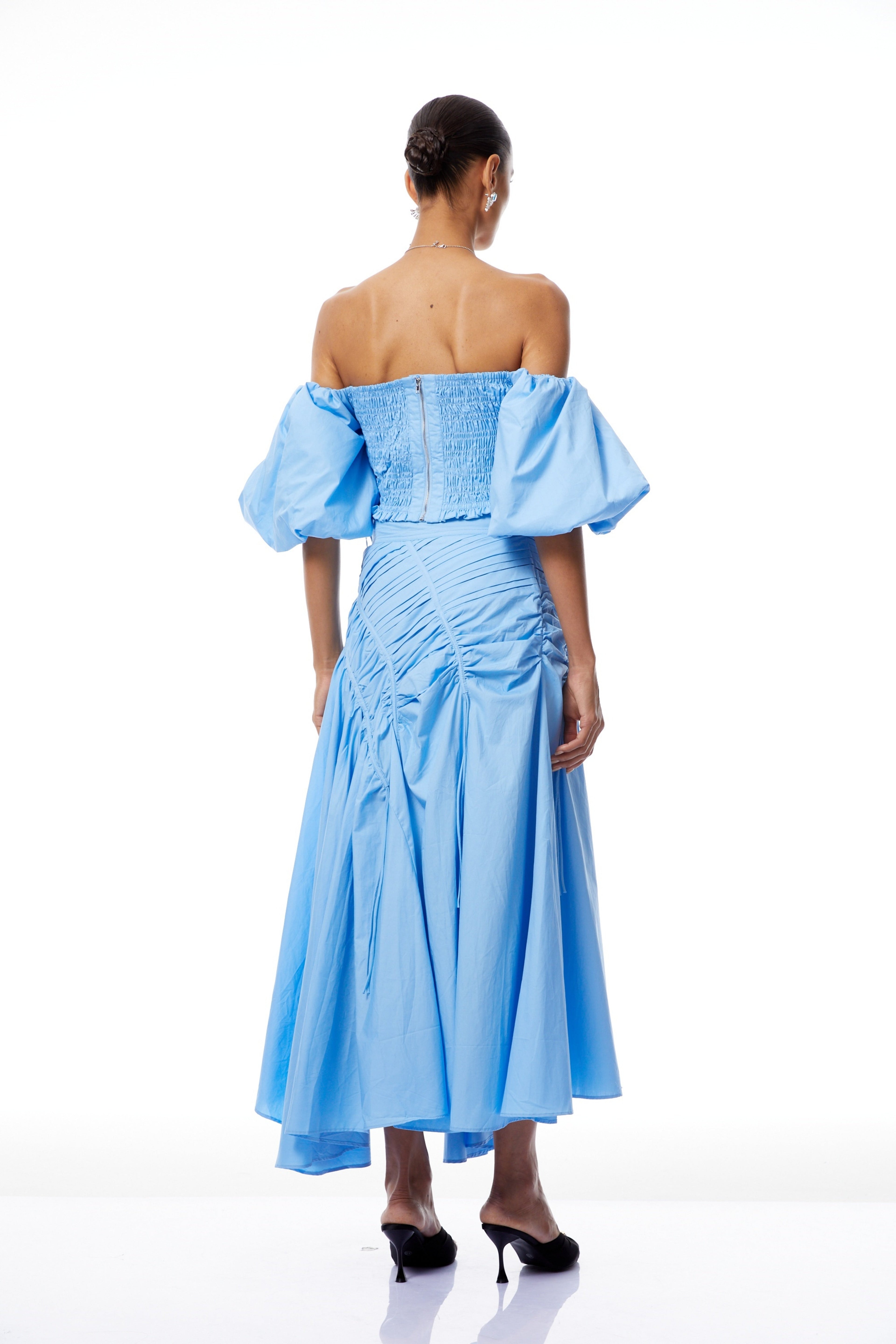 Alejandra Blue Smocked Top & Asymmetrical Skirt Set