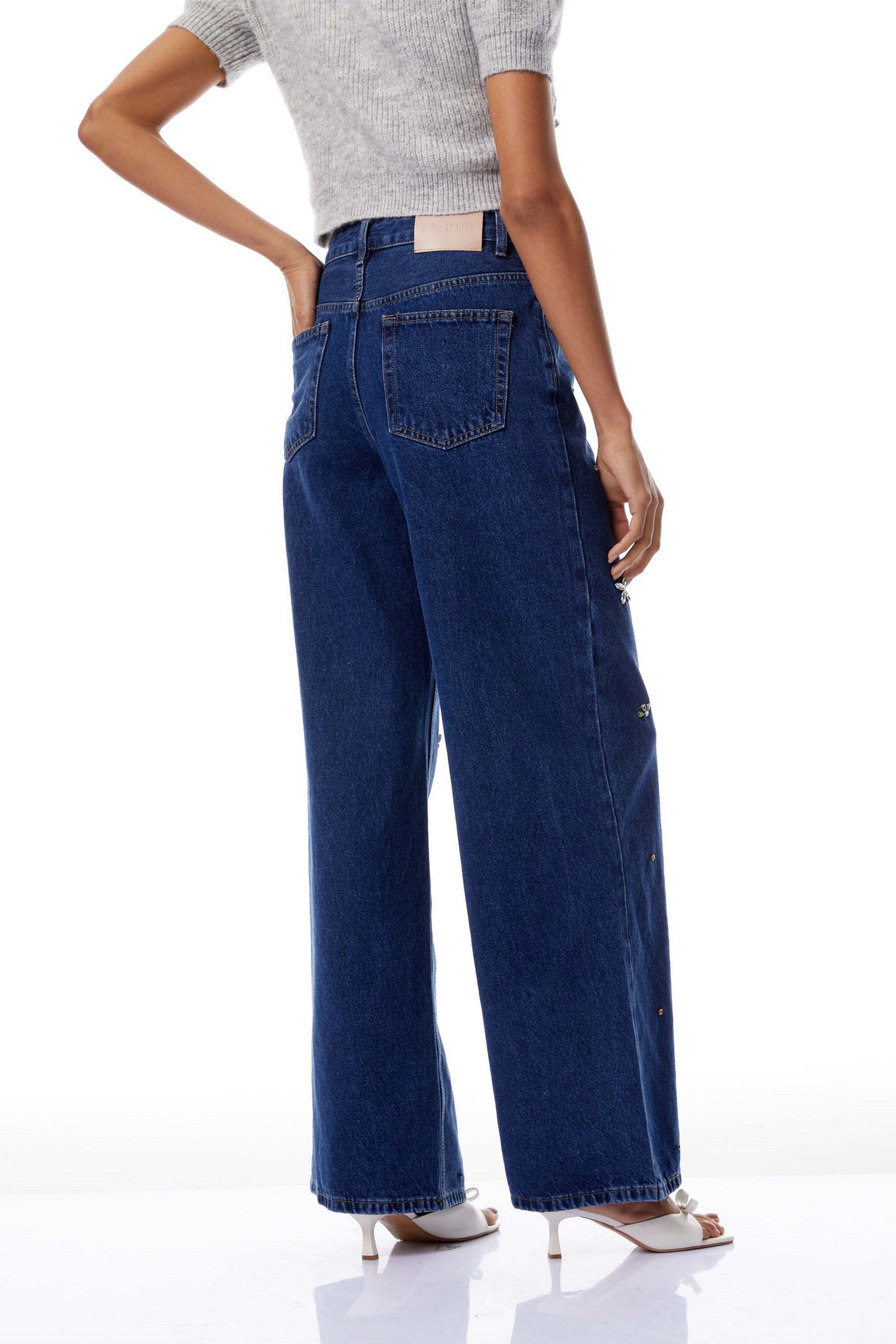 Caoimhe Indigo Blue Crystal Floral Jeans