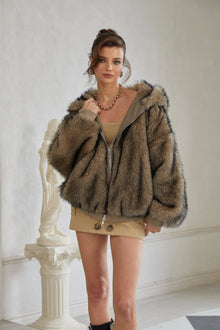 Aurelia Brown Faux Fur Hoodie Jacket