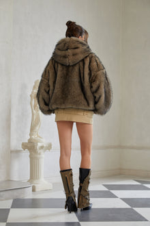 Aurelia Brown Faux Fur Hoodie Jacket