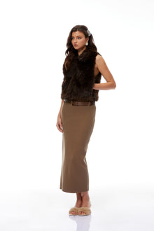 Viviana Brown Mock Neck Fur Gilet