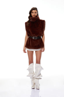 Pamela Brown High Neck Fur Gilet