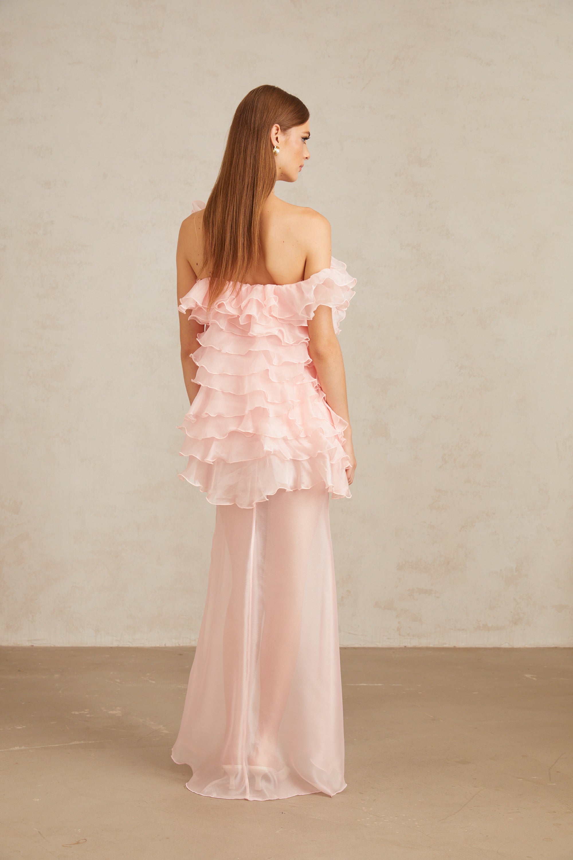 Rosalie Pink Layered Ruffled Floral Dress & Skirt Set