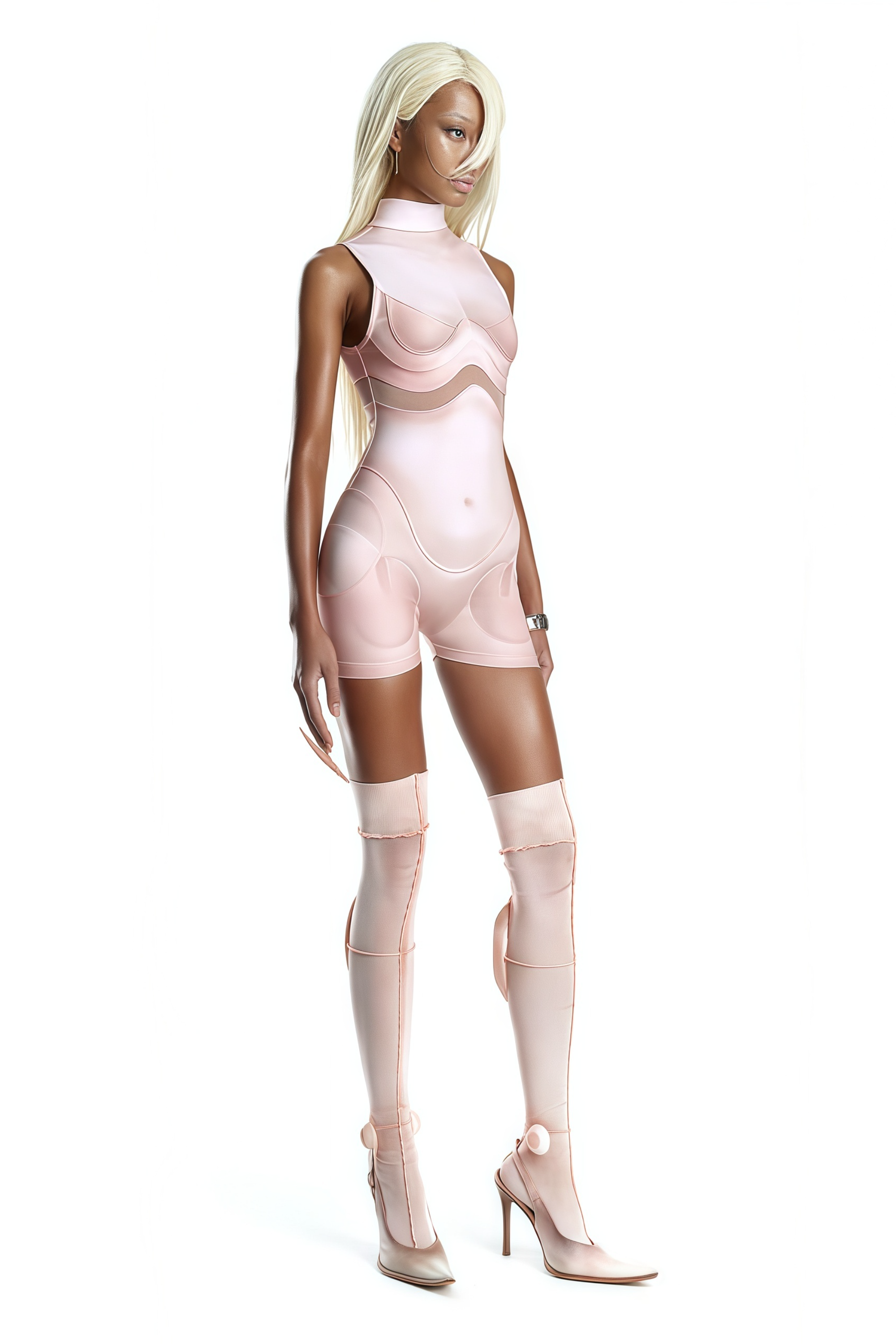 Néon Pink Mesh Panel Playsuit