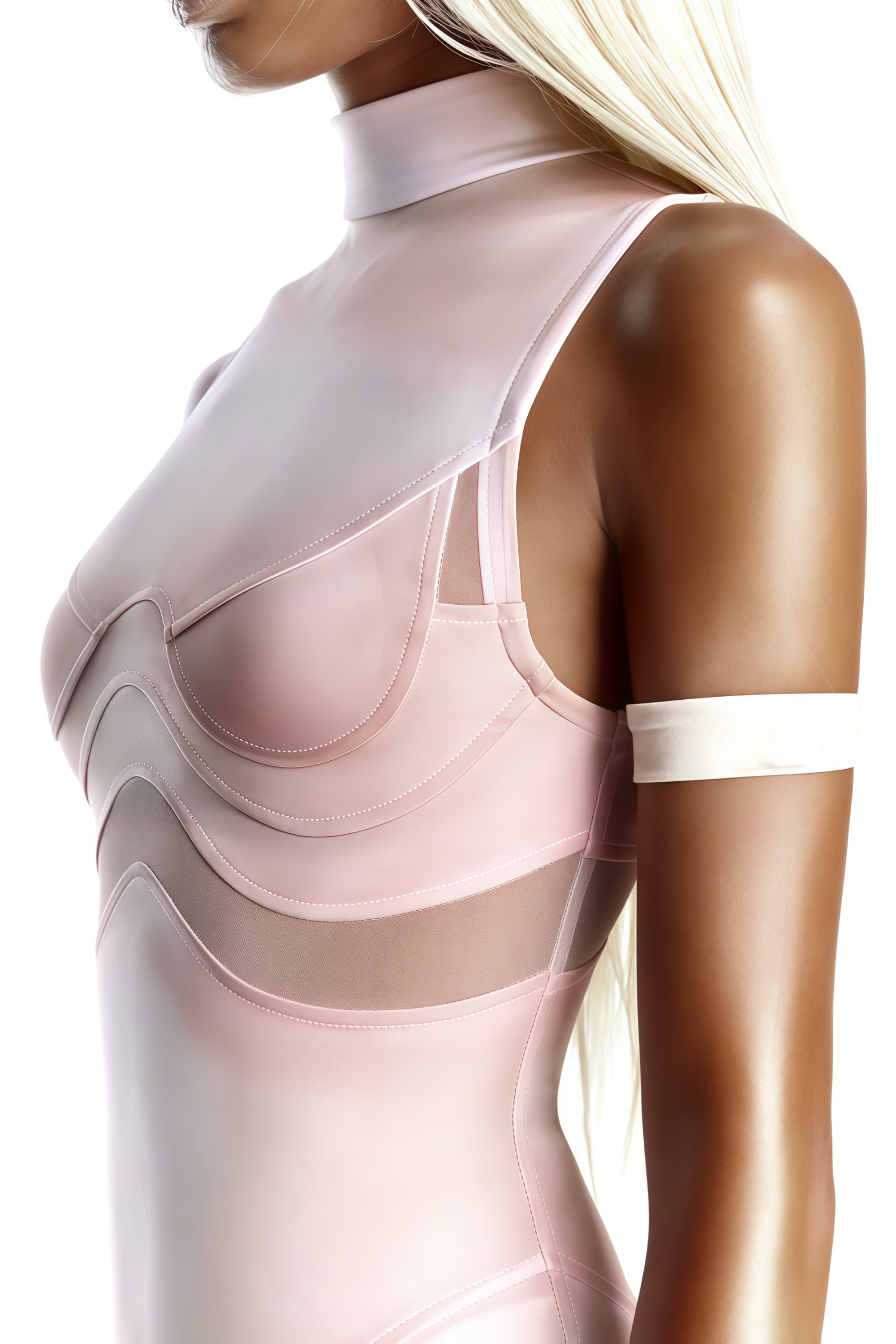 Néon Pink Mesh Panel Playsuit