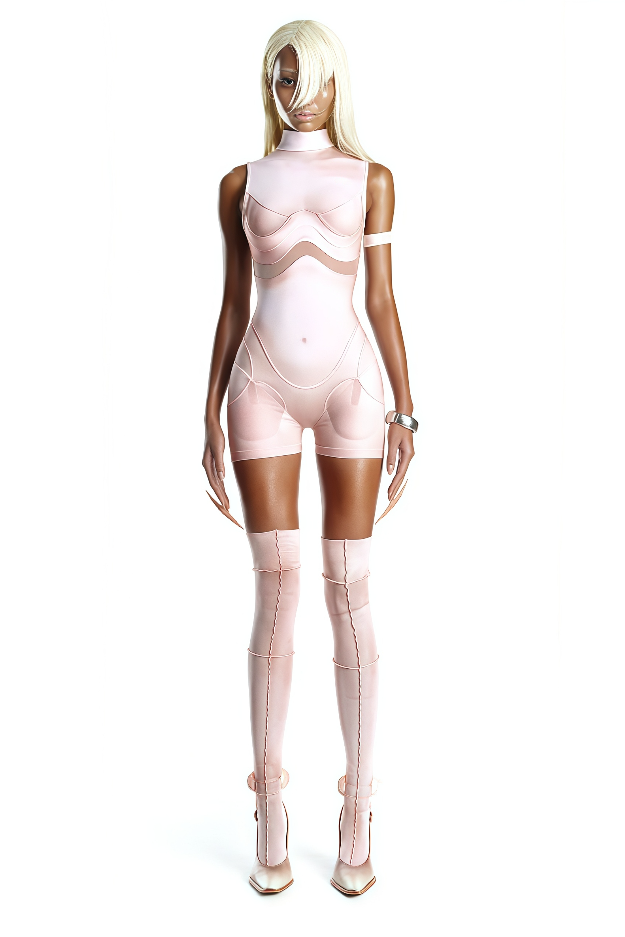 Néon Pink Mesh Panel Playsuit