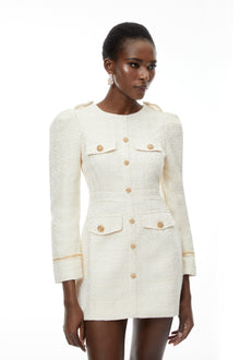 Alcyone White Tweed Blazer Mini Dress