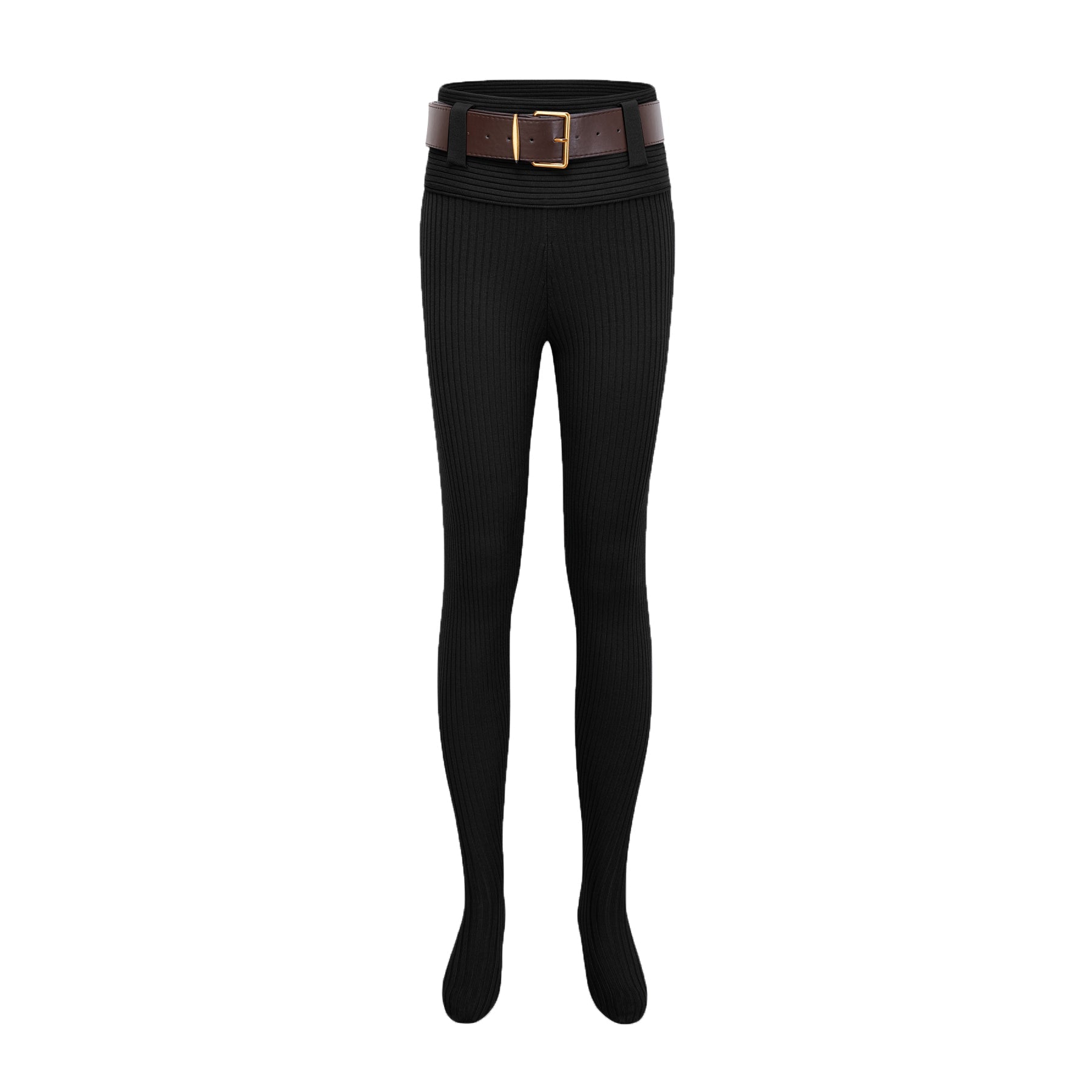 Claire Black Ribbed Knit Bodysuit & Trousers Set