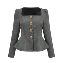 Agathe grey herringbone top & shorts matching set