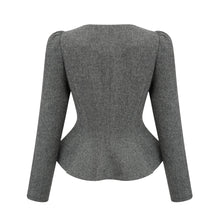 Agathe grey herringbone top & shorts matching set