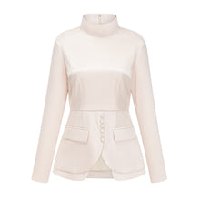 Roxanne Neutral Mock Neck Blouse & Mermaid Skirt Set
