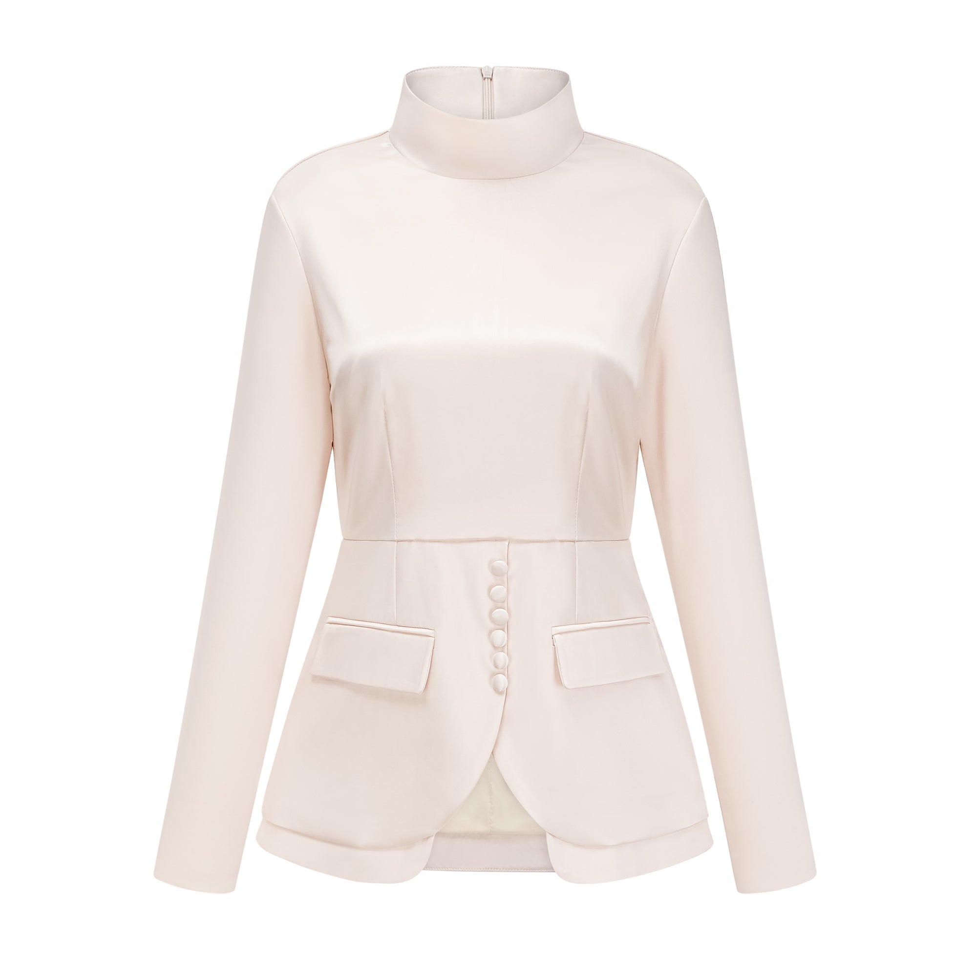 Roxanne Neutral Mock Neck Blouse & Mermaid Skirt Set