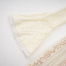 Émeline floral lace flared-cuff mini dress in Neutrals