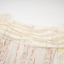 Émeline floral lace flared-cuff mini dress in Neutrals