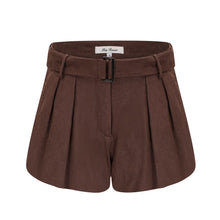 Chaney Brown Suede Bubble Hem Top & Shorts Set