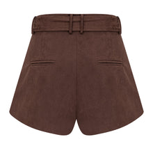 Chaney Brown Suede Bubble Hem Top & Shorts Set