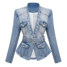 Edda Light Blue Belted Denim Jacket