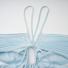 Andréa Blue Pleated Maxi Dress with Cutout Detail