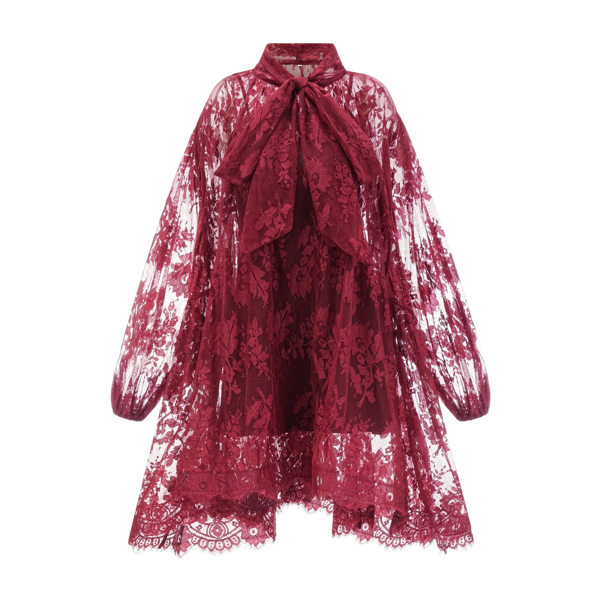 Coline red chantilly lace oversize dress