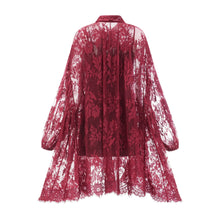 Coline red chantilly lace oversize dress