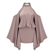 Jimena Brown Cold Shoulder Embellished Mini Dress