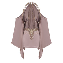 Jimena Brown Cold Shoulder Embellished Mini Dress