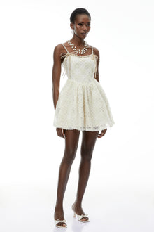 Eirlys Champagne Tulle Mini Dress with Bow