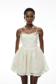 Eirlys Champagne Tulle Mini Dress with Bow