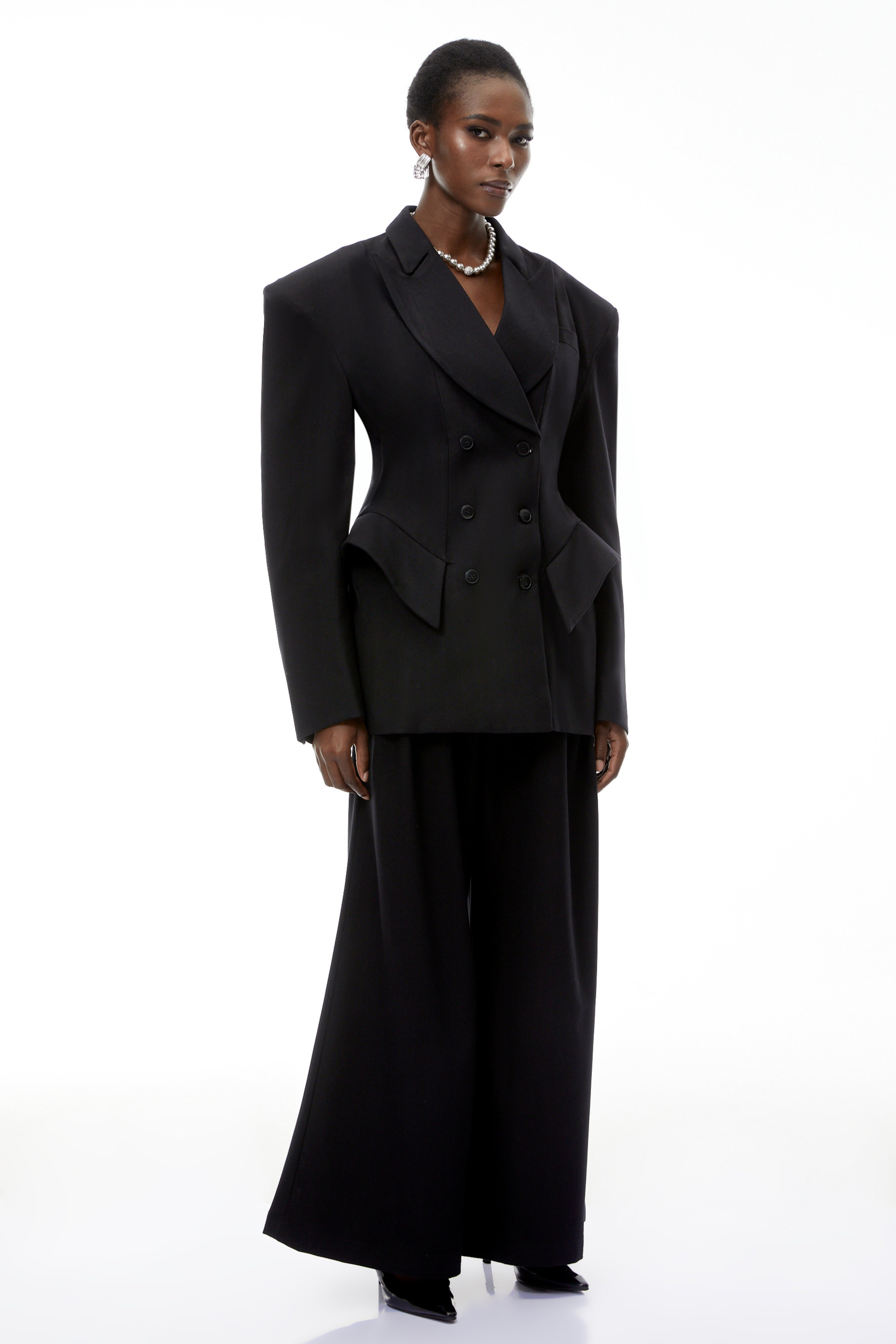 Faith Black Double-Breasted Blazer & Trouser Set