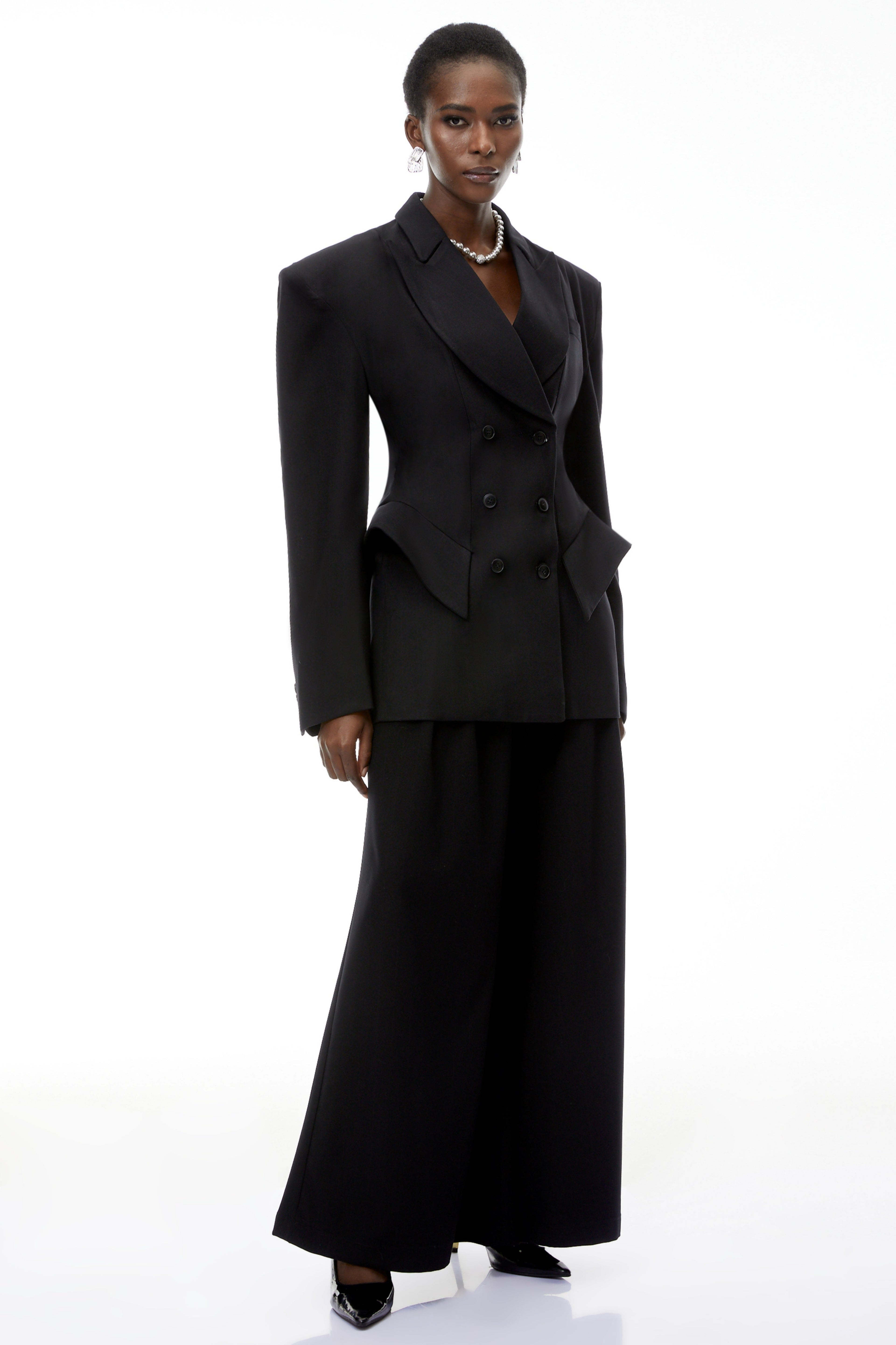 Faith Black Double-Breasted Blazer & Trouser Set