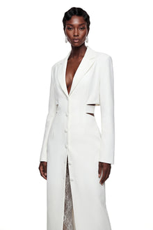 Fanny White Blazer Midi Dress with Cut-Outs