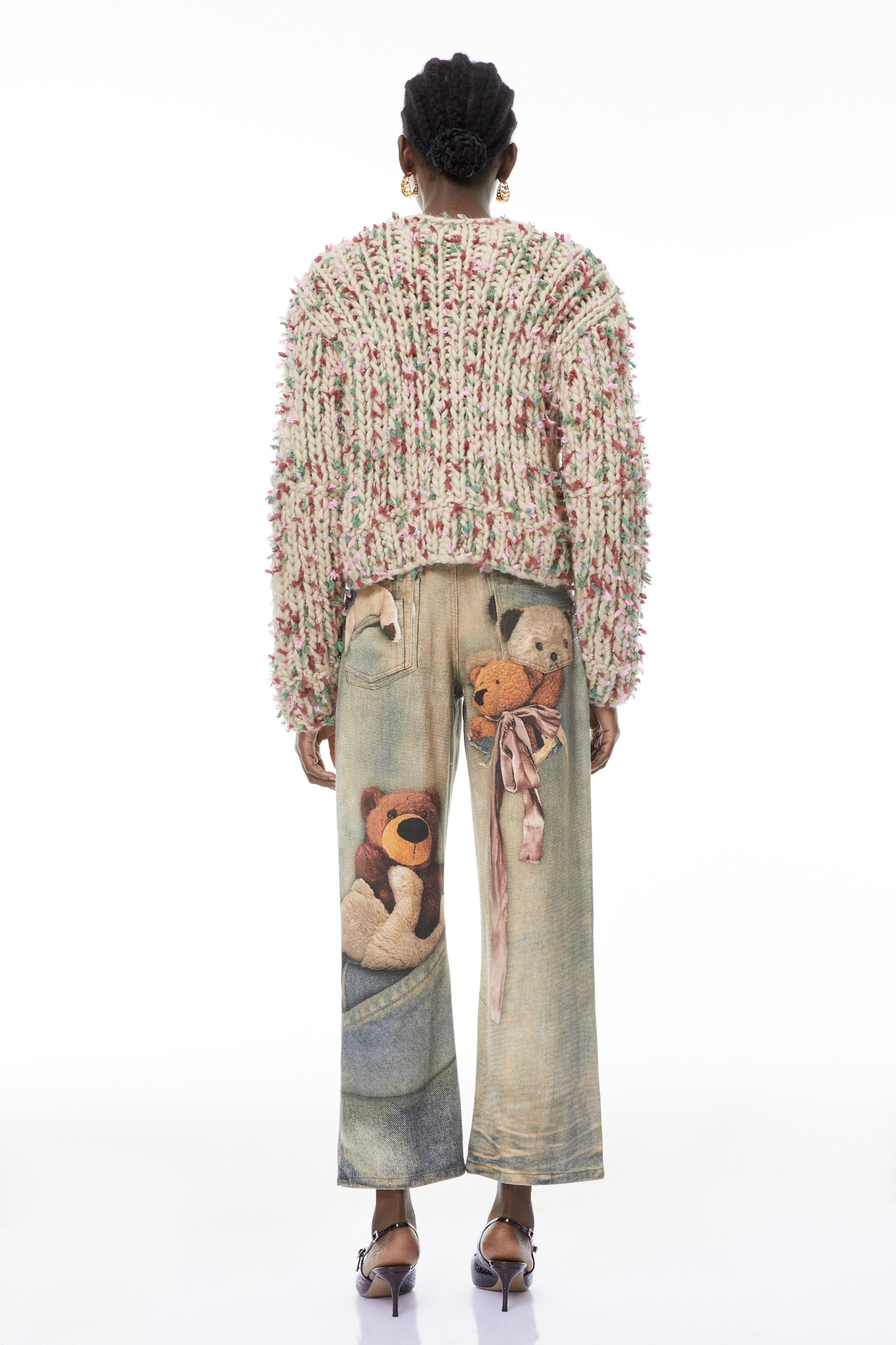 Franziska Blue Denim Jeans with Bear Print