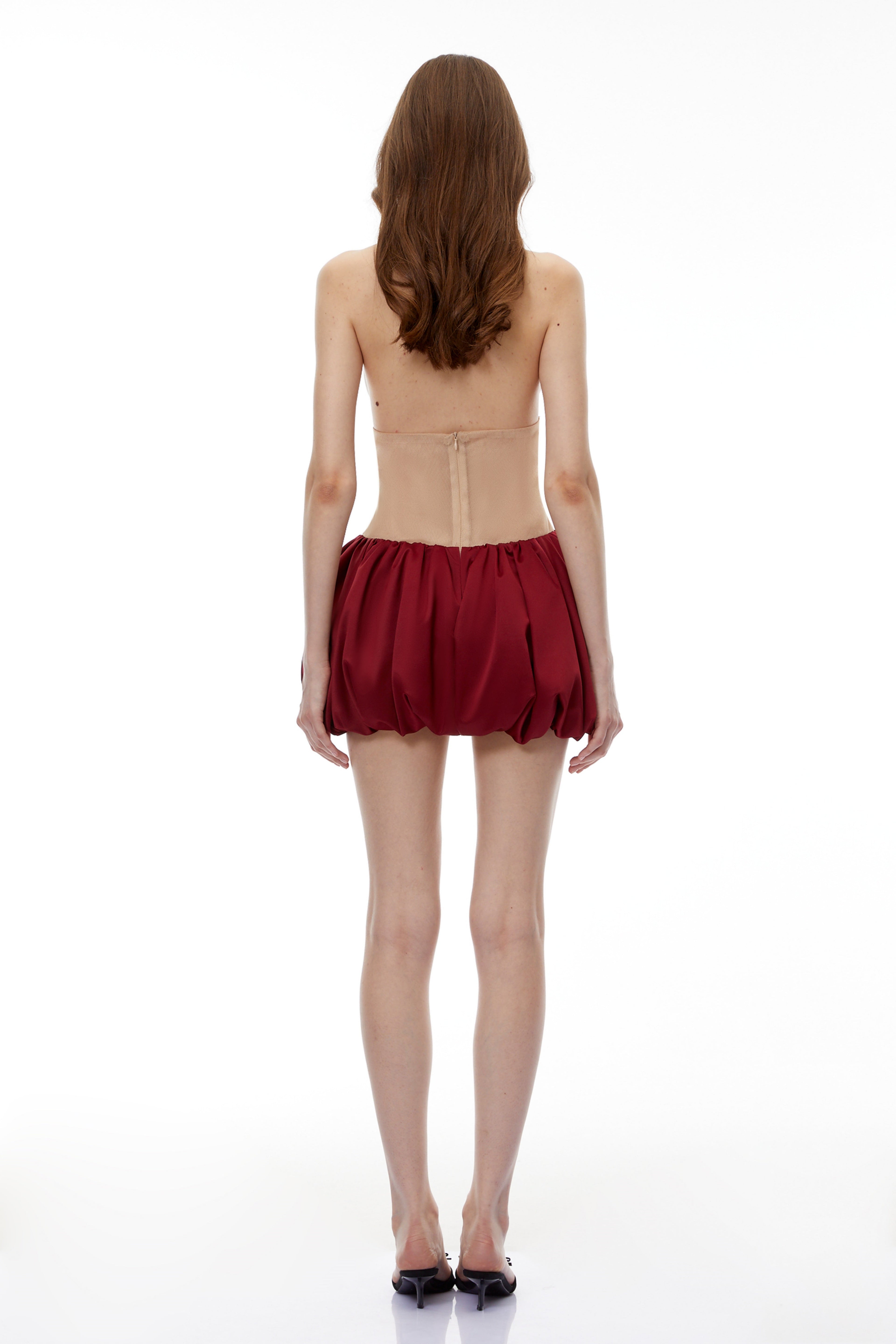 Griselda Red Halterneck Embellished Bubble Mini Dress