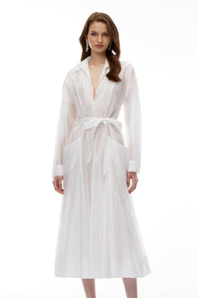Hortensia White Plunge Neck Flared Maxi Dress