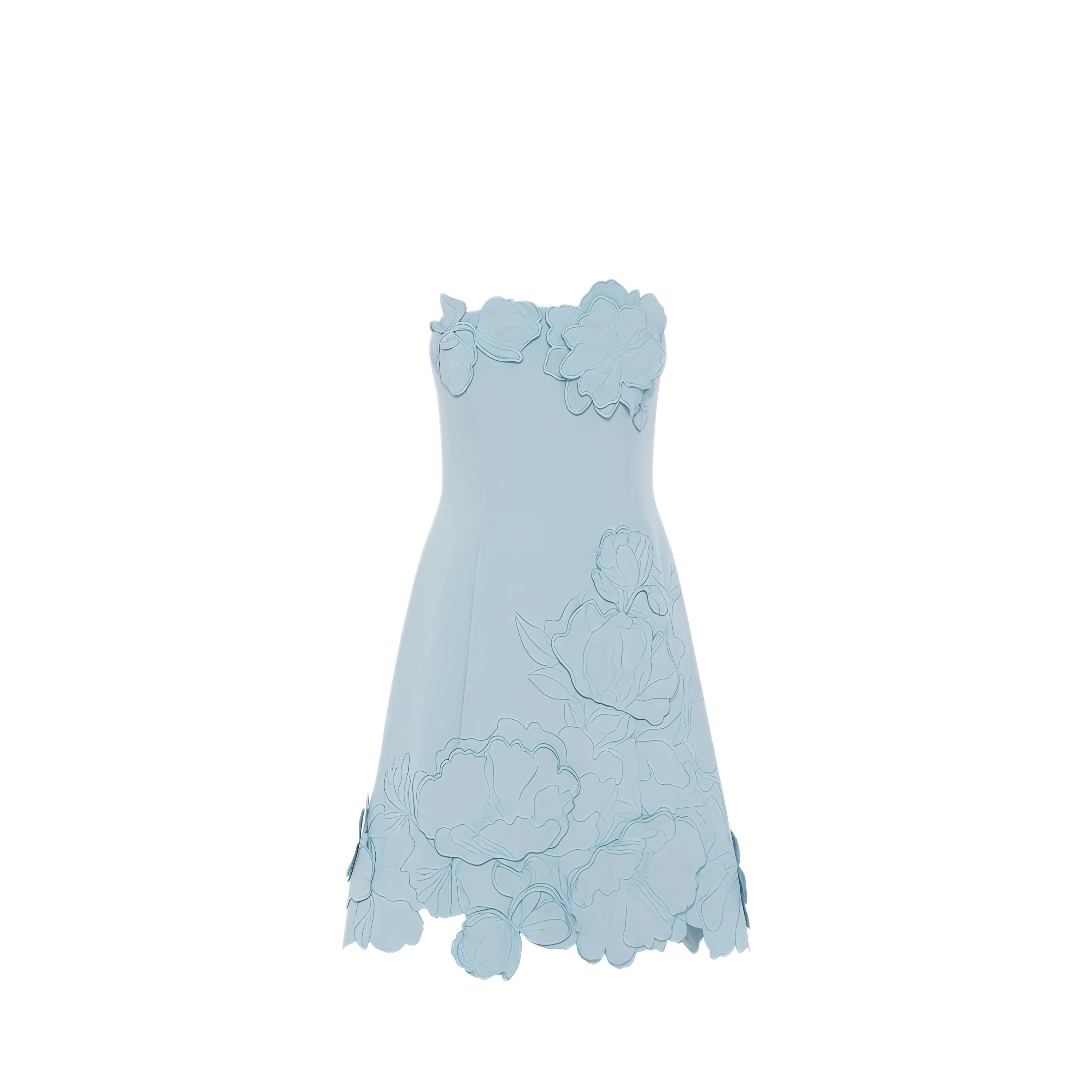 Inga Blue Strapless Floral Embroidered Mini Dress