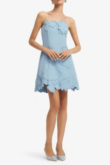 Inga Blue Strapless Floral Embroidered Mini Dress