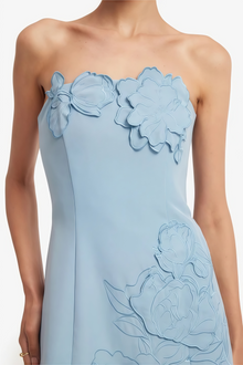 Inga Blue Strapless Floral Embroidered Mini Dress