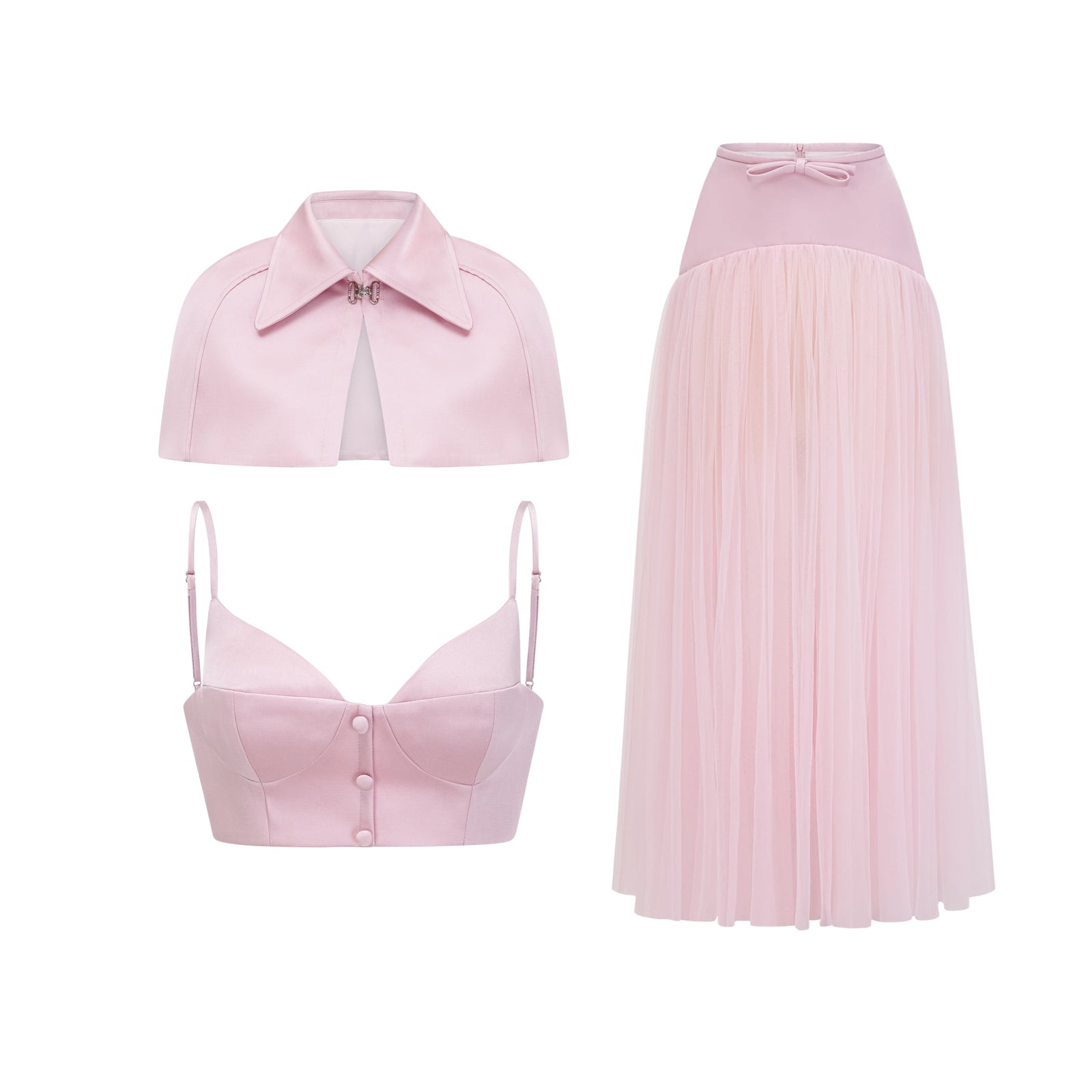Clara Pink Cape Top & Tulle Skirt Set