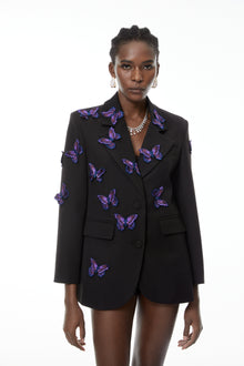 Odette Black Blazer with Butterfly Embroidered