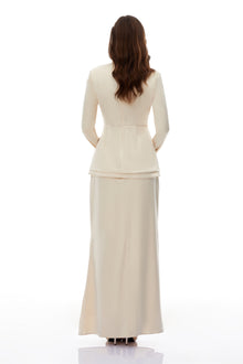 Roxanne Neutral Mock Neck Blouse & Mermaid Skirt Set