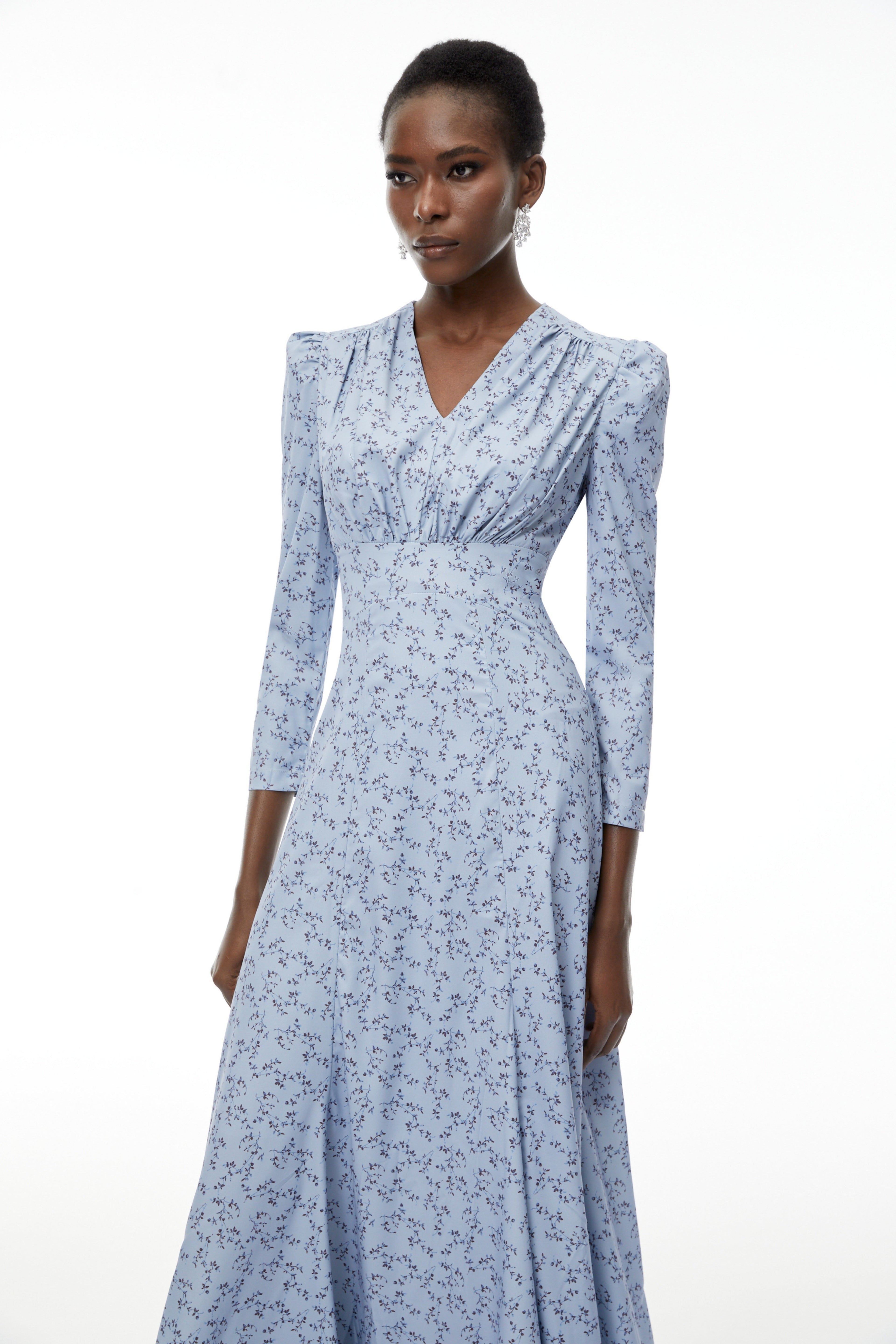 Ursula Blue Floral Print Ruffled Maxi Dress