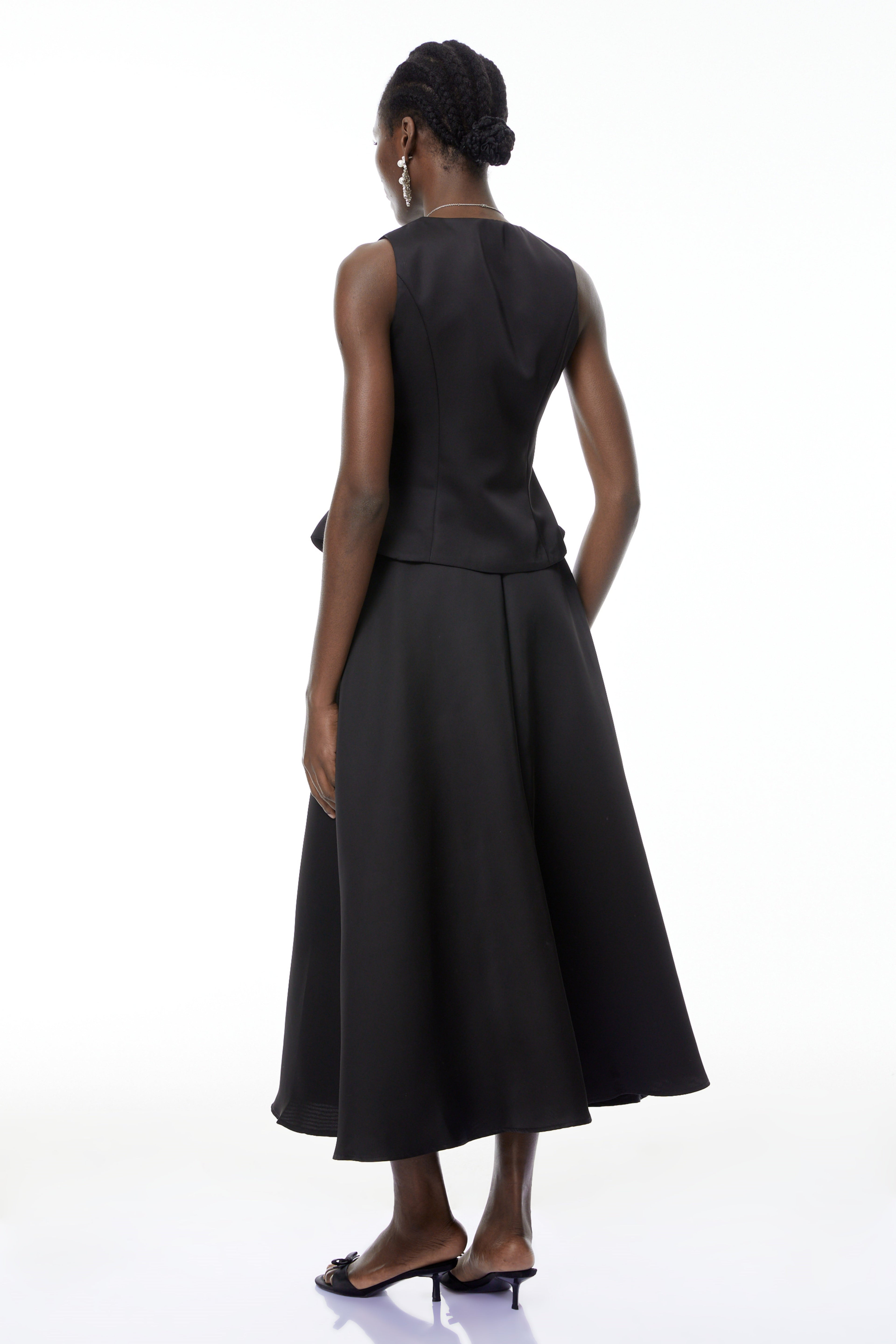 Wilhelmine Black Embellished Top & Skirt Set