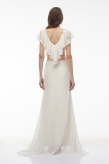 Winifred Ivory Chiffon Ruffled Top & Skirt Set