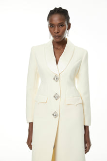 Yvonne Neutrals Crystal-buttoned Coat