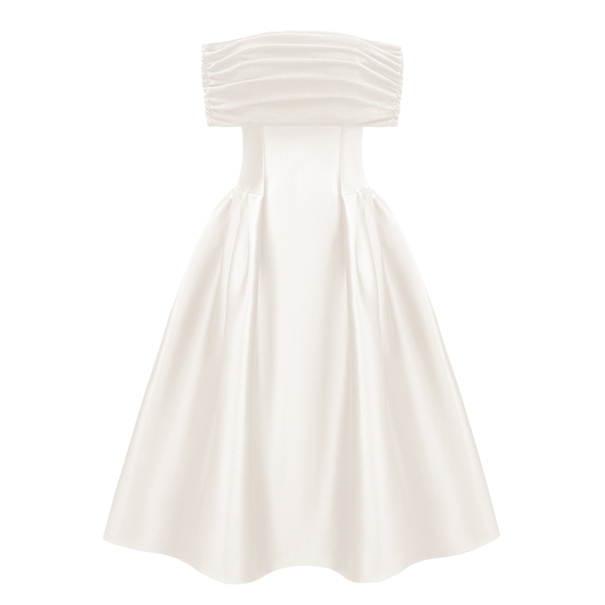 Ainara White Off Shoulder Polished Midi Dress