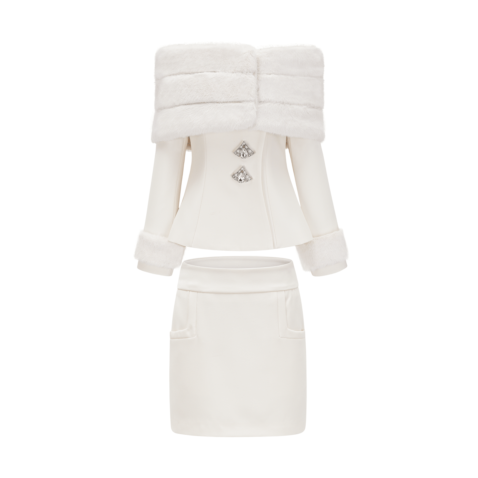 Caitlin Faux-fur Jacket & Skirt Matching Set