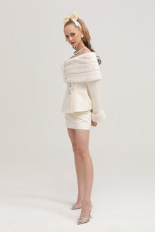 Caitlin Faux-fur Jacket & Skirt Matching Set
