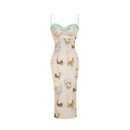 Sanne floral-print lace-trim midi dress